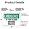 Signmission If Fire Alarm Sounds Call 911 Emergency Sign, Aluminum, 18in W x 12in L, 2PK OS-2PACK-EM-A-1218-L-10393 - alternate 7